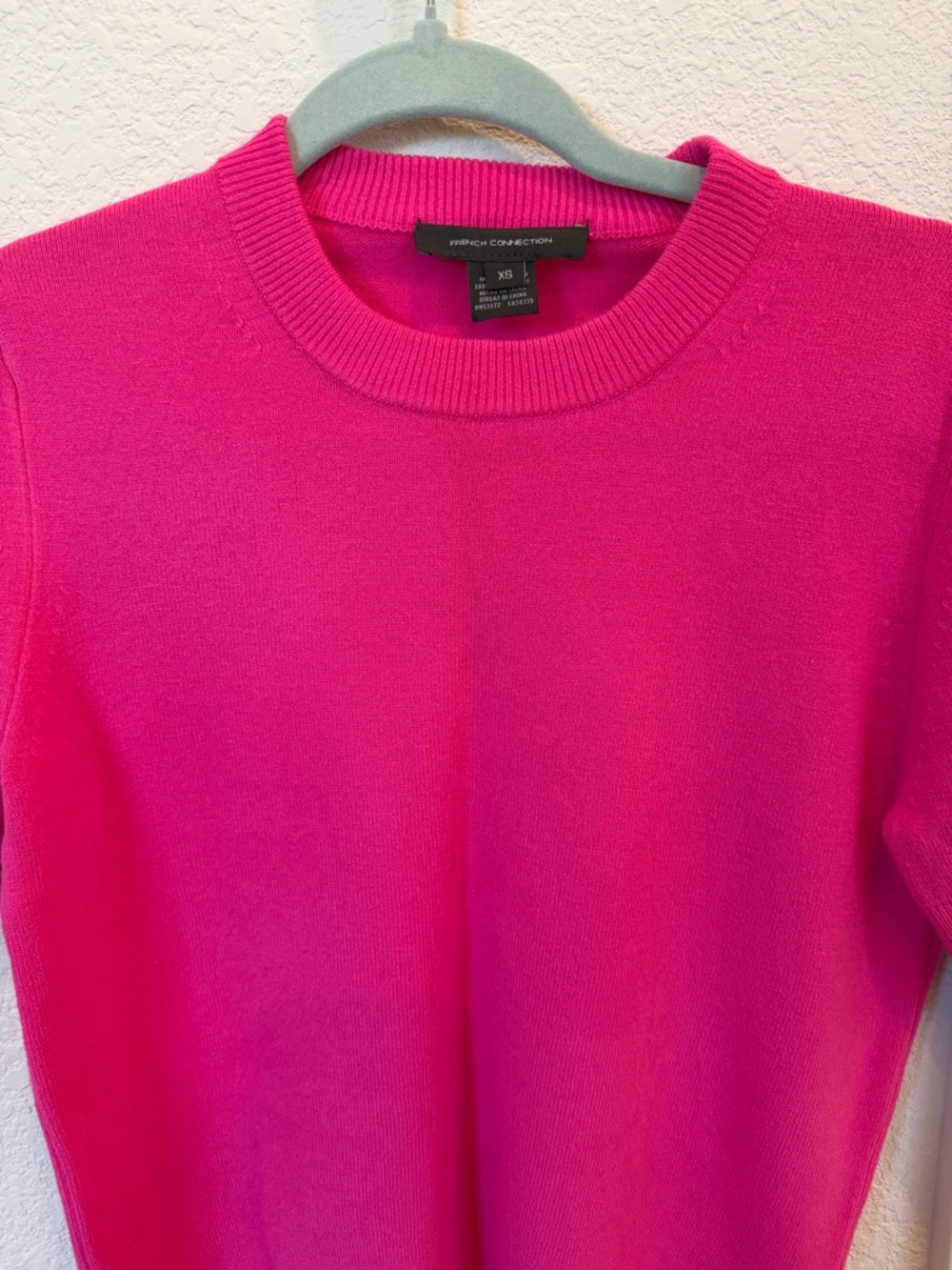 French Connection Bright Hot Pink Crewneck Sweater